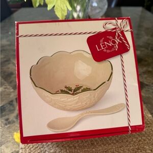 Lenox Festive Cream Bowl and Spoon Set Holiday